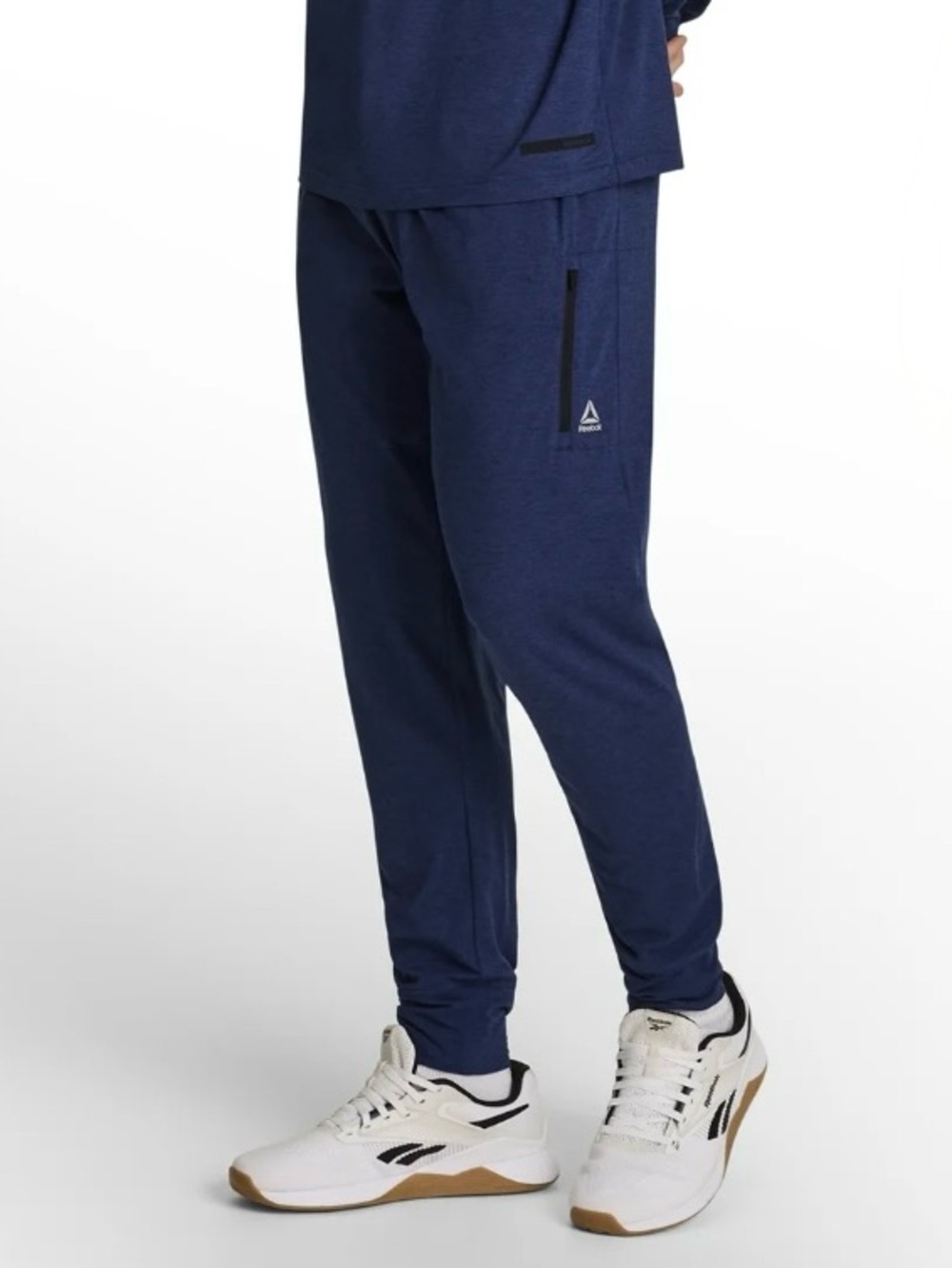 Reebok Legacy Jogger Pants Zipper Pockets Navy Blue Heather NWT